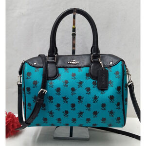 Coach Mini Bennette Rose Blue Leather Floral Satchel Bag